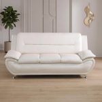 White Faux Leather 3 Seater Living Room Sofa