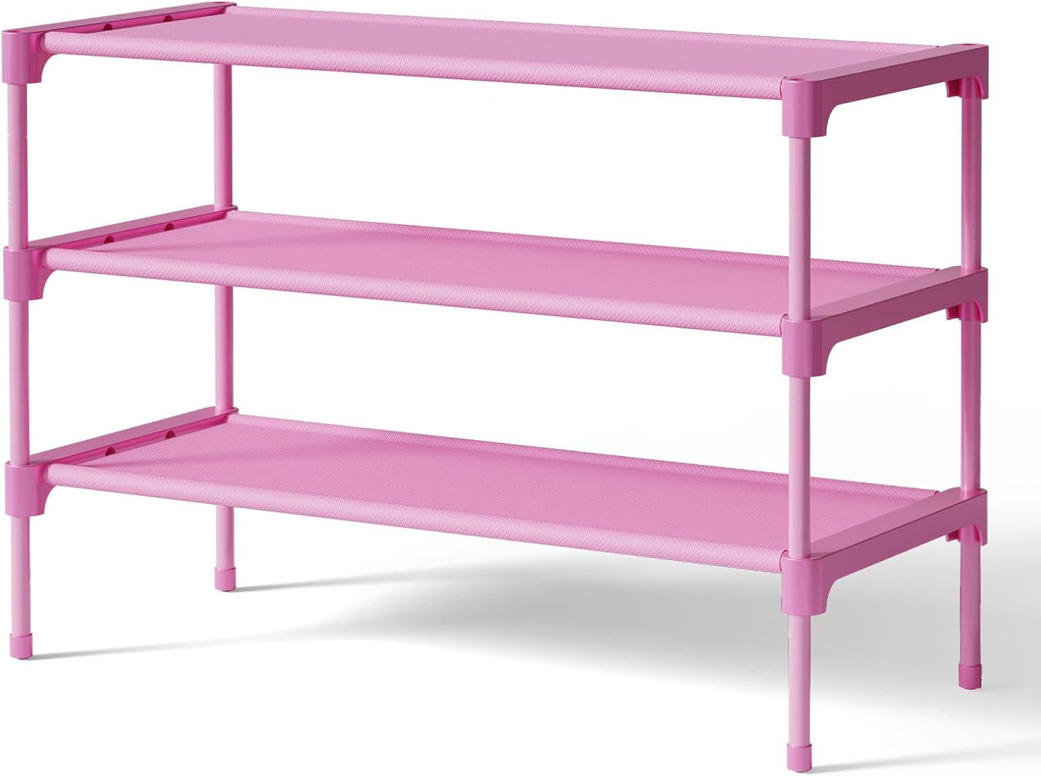 61WSEU1WriL._AC_SL1500_ Shoe Rack - Non-Woven Shoe Rack Shelf, 27.5" Wide - 3 Tier, Pink - Image 1
