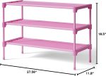 Shoe Rack - Non-Woven Shoe Rack Shelf, 27.5" Wide - 3 Tier, Pink - Image 2