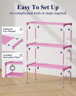 Shoe Rack - Non-Woven Shoe Rack Shelf, 27.5" Wide - 3 Tier, Pink - Image 3